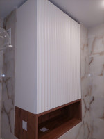 шкаф в ванную комнату из фасадов эмаль фрезеровка Волна 3, каркаc лдсп таксус