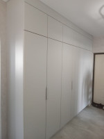 шкаф распашной в коридор 3 метра из фасадом мдф плёнка пвх Wood Stone SMT 0155 светло-серый